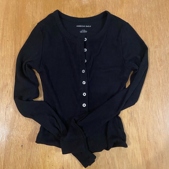 american eagle black ribbed bodysuit - Picture 2 of 2